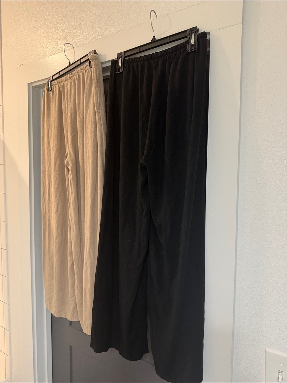 Wide Leg Comfy Drawstring Pants Duo - Beige & Black - Picture 5 of 5